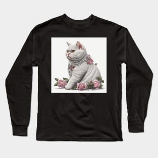 Fluffy White British Shorthair Long Sleeve T-Shirt